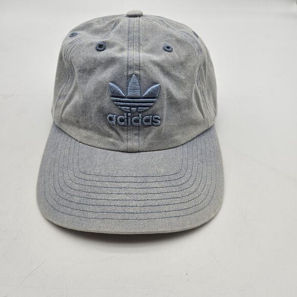 Adidas Originals Hat Cap Strap Back Light Blue Trefoil Logo Cotton Dad Hat Mens - Picture 1 of 9